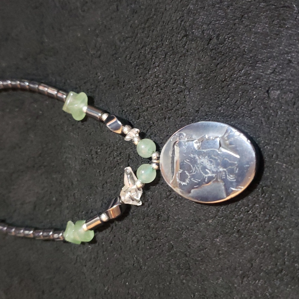 Studio Black and Green Beaded Necklace